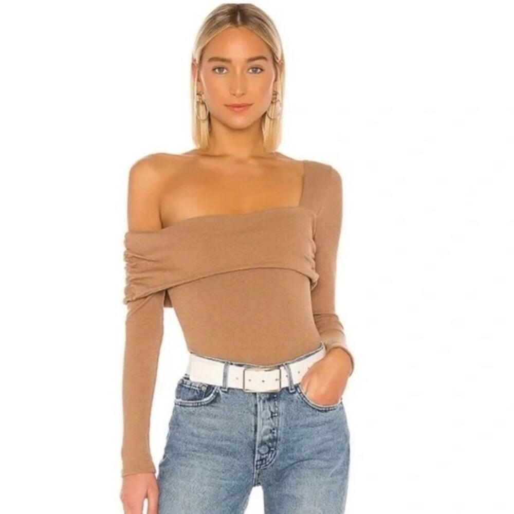 Lovers + Friends Tan Off-Shoulder Bodysuit